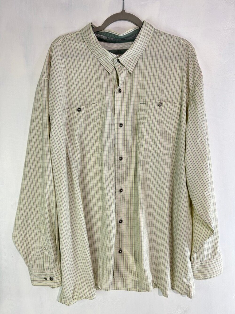 World Wide Sportsman 4XL Performance Fishing Shirt Plaid Gorpcre Coastal Dad